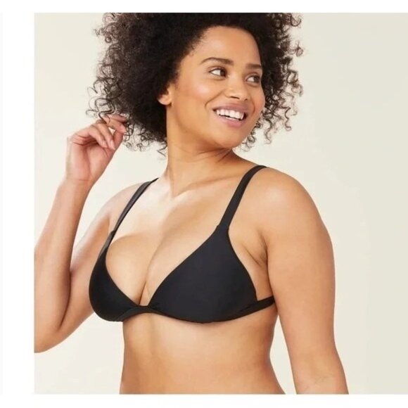 Andie Swim The Caicos Top Eco Nylon Black Size Medium - Picture 6 of 9